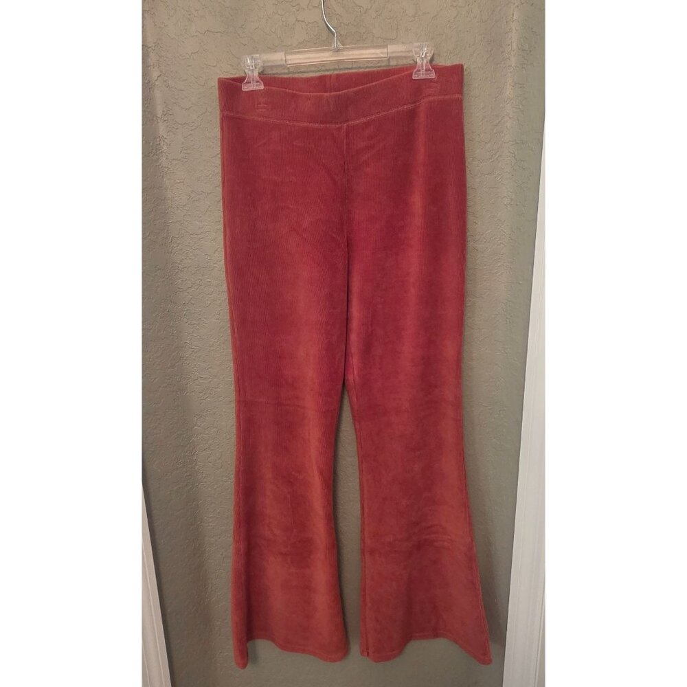 American Eagle Ahh-mazingly Soft Rust Ribbed Pull On Flare Leg Pants L